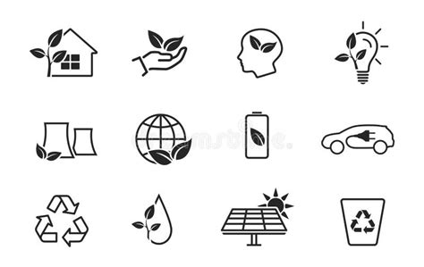 Eco And Environment Line Icon Set Eco Friendly Industry And Ecology