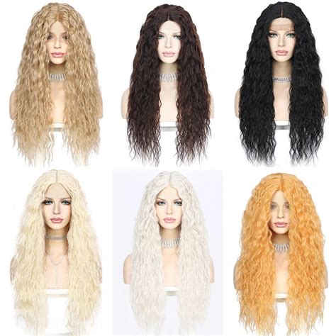 Lvcheryl Lacefront T Part Cheap Blonde Wigs Long Afro Kinky Curly Wig