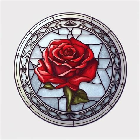 Premium AI Image | a stained glass window with a rose and a stained glass window.