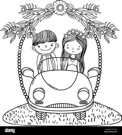 wedding couple marriage cute cartoon black and white Stock Vector Image & Art - Alamy