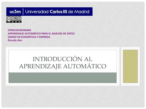 Pdf Introducci N Al Aprendizaje Autom Ticoocw Uc M Es Ingenieria