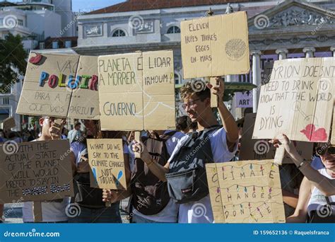 Kids Holding Placards and Signs in a Climate Change Protest March ...