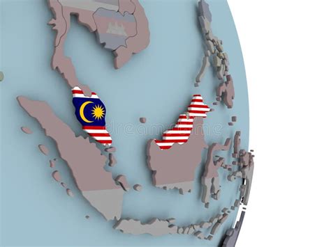 Map Of Malaysia With Flag On Globe Stock Illustration Illustration Of