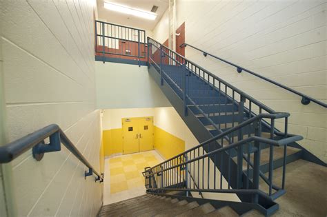 Bright And Colorful School Hallway Stairs