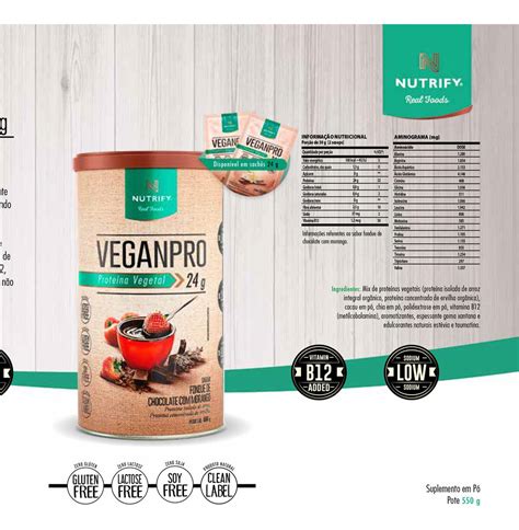 Vegan Pro 450g Nutrify Proteína 100 Vegetal Brindes Parcelamento