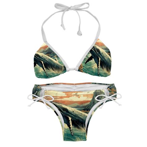 Whale Swimsuit Bikini Set With Detachable Sponge And Adjustable Strap