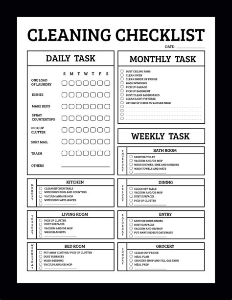 Buy Cleaning Checklist Daily Weekly And Monthly Cleaning Schedule