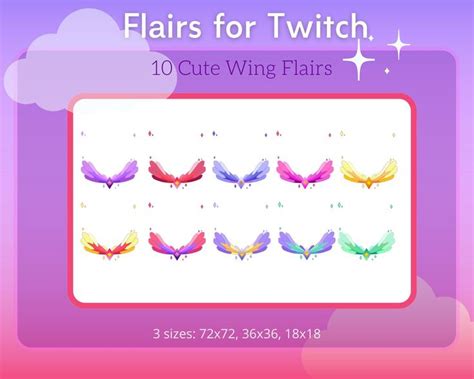 10 Cute Wing Twitch Flair Badge Pack Bit Badges Pastel Twitch Wings