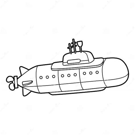 Nuclear Submarine Vehicle Coloring Page For Kids Stock Vector