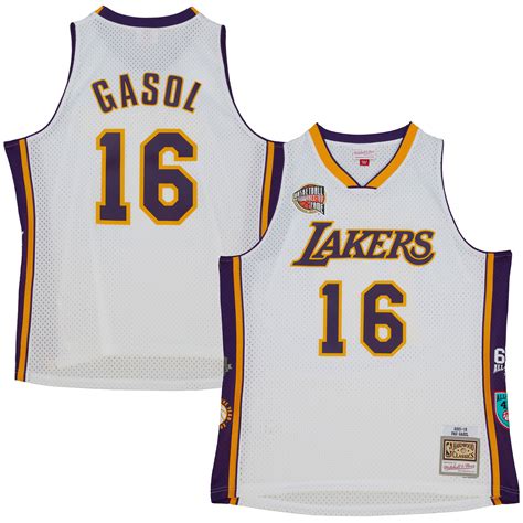 Unisex Mitchell & Ness Pau Gasol White Los Angeles Lakers Hall of Fame ...