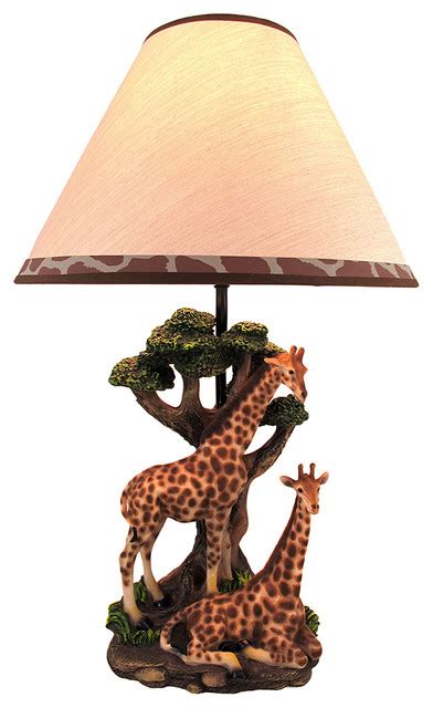 Giraffe Couple Table Lamp W Spotted Shade Nature Traditional Table