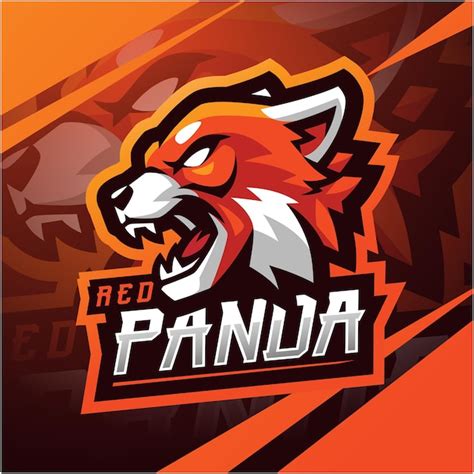 Création De Logo De Mascotte Esport Tête De Panda Rouge Vecteur Premium