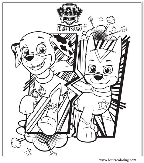 Characters from Paw Patrol Super Pups Coloring Pages - Free Printable ...