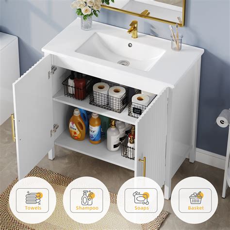 Dwvo 36 Inch Bathroom Vanity With Sink Top White And Gold Free