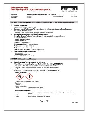 Fillable Online Safety Data Sheet In Accordance With Regulation Ec No