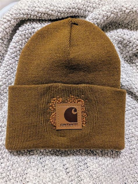 Hand Embroidered Monochrome Wildflower Carhartt Tonal Patch Beanie