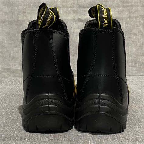 Mens Woodlands Black Leather Laceless Safety Boots Brand News