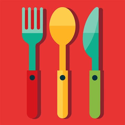 Premium Vector Cutlery Set With Fork Knife And Spoon Vector Illustration