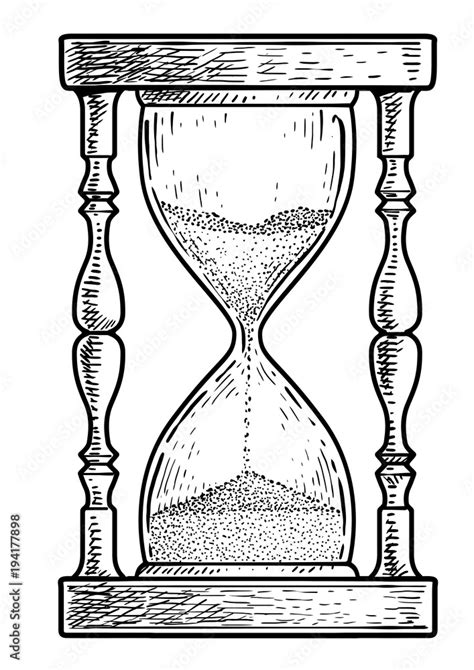 Hourglass Illustration Drawing Engraving Ink Line Art Vector Stock Vector Adobe Stock