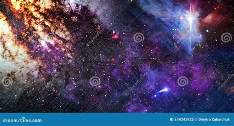 Star Particle Motion On Black Background Starlight Nebula In Galaxy At