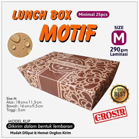 Jual Kotak Makan Kertas Paper Lunch Box Motif Selamat Menikmati Makanan