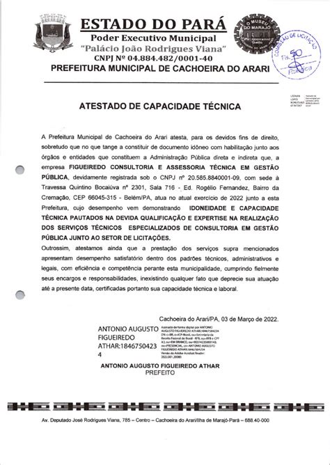 atestado de capacidade tecnica Prefeitura Municipal de Magalhães