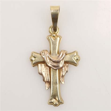 Kt Two Tone Gold Cross Pendant Property Room