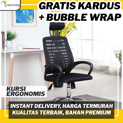 Jual FREE BUBBLE WRAP Kursi Kantor Kerja Belajar Ergonomis Putar