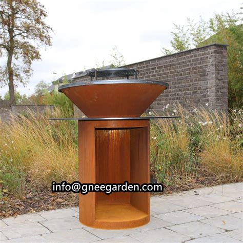 Wood Burning Outdoor Kitchen Metal Corten Steel Fire Pit Barbecue