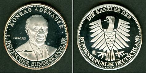 Medaillen Medaille Deutschland Kanzler Der Brd Adenauer Silber Pp