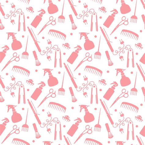 Vector Seamless Pattern Illustration Professional Hairdresser Tools Barbershop Beauty ...