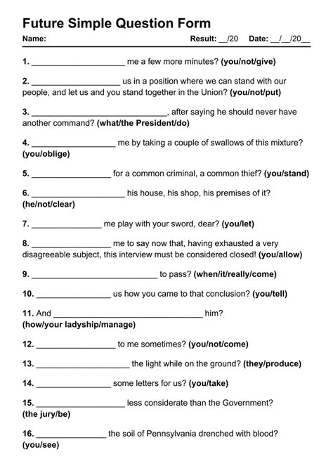 101 Printable Future Simple Question PDF Worksheets with Answers ...