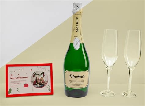 Free Psd Champagne Bottle With Mock Up