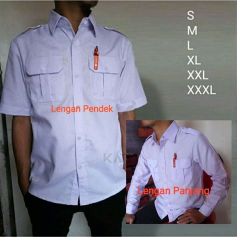 Jual Baju Pdh Pria Putih Ready Ukuran S Xl Pns Asn Pemda Lengan