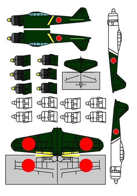 Japanese Zero 3 Papercraft Modelos De Avioes Modelos