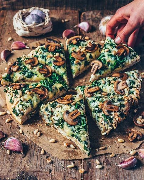 Cheesy Vegan Garlic Mushroom And Spinach Pizza By Biancazapatka Recipe