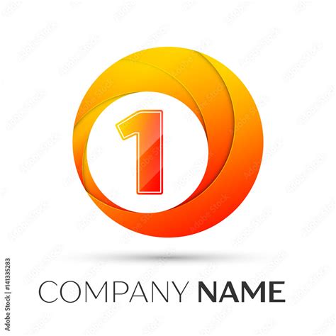 Number one vector logo symbol in the colorful circle on grey background ...