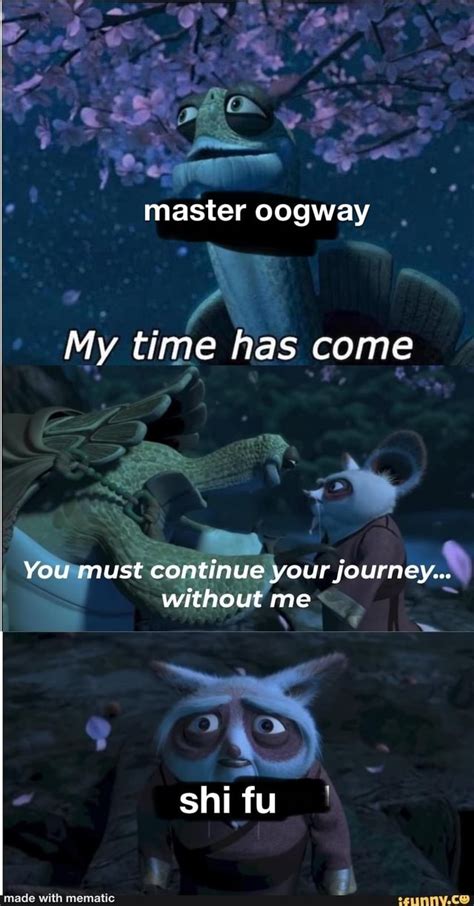 Master oogway My time has come You must continue your journey... without me shi fu - iFunny