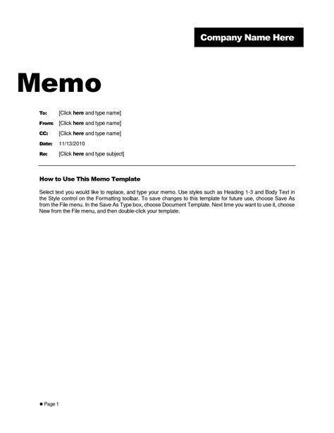 Memo Template Word 2010 - CUMED.ORG