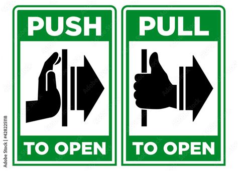 Push and pull to open door signs. Vector on transparent background ...