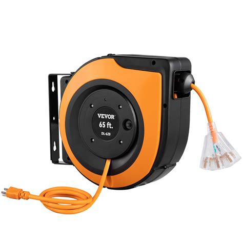 Vevor Retractable Extension Cord Reel Ft Heavy Duty Awg C