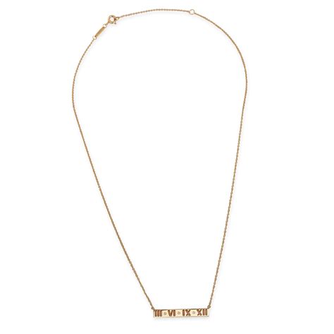 Tiffany And Co Atlas Pierced Bar Diamond Pendant Necklace In 18kt Gold 0