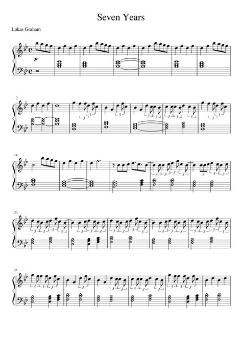 7 Years Old Piano Sheet Music