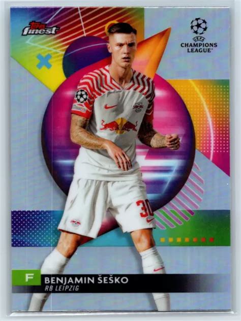 BENJAMIN SESKO 2024 Topps Finest réfracteur UEFA RB Leipzig 42 EUR 4