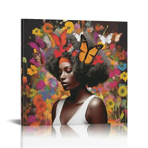 Jeuxus African American Black Women Wall Art For Decor Flowers And