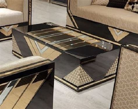 Casa Padrino Luxury Coffee Table Gold Black Rectangular Solid Wood