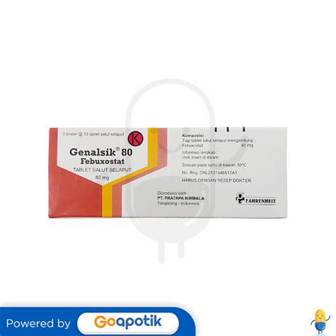 Genalsik 80 Mg Box 30 Tablet Kegunaan Efek Samping Dosis Dan Aturan