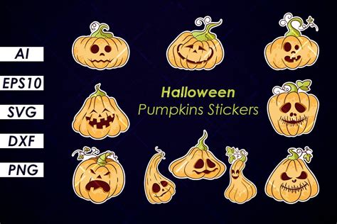 Cute Halloween Pumpkins Stickers Graphic By Visko Artdesign Creative