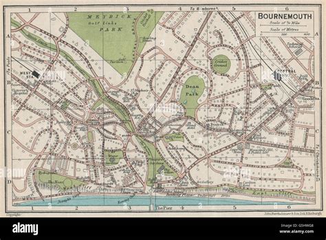 BOURNEMOUTH. Vintage town city map plan. Dorset, 1930 Stock Photo - Alamy