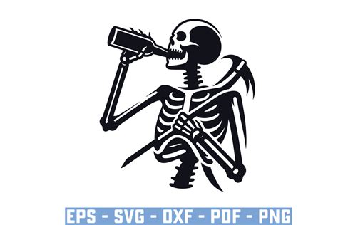 Funny Drinking Skeleton Skull Svg Files Graphic By Ripongrafix471